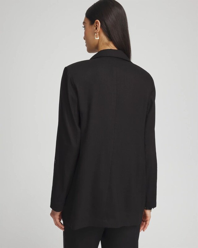 Linen Blend Stretch Roll Tab Blazer - image 3